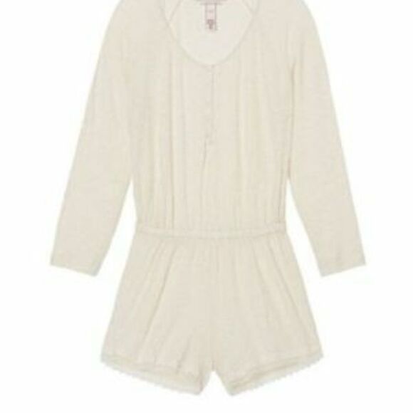 Victoria's Secret Short Pajama Romper Cream - Picture 2 of 2